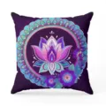 Bohemian mandala lotus throw pillow cover, vibrant purple cushion case for sofa bedroom - Style 23