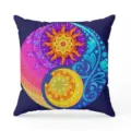 Bohemian mandala throw pillow cover, vibrant sun moon cushion cover for sofa bed home decor. - Style 24