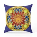 Bohemian mandala sun throw pillow cover detail, stained glass celestial sun motif pattern. - Style 26