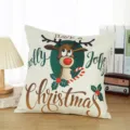 Federa per cuscino Natale renna in cotone lino decorazione divano casa festivo - 45x45cm / modello 2
