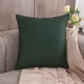 Dark green leather throw pillow cover waterproof PU cushion case for living room sofa decor - Emerald
