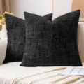 Federa per cuscino nera in ciniglia testurizzata, morbida fodera moderna minimalista per divano. - 40x40cm / Nero