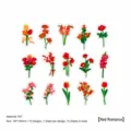 PET Deko Aufkleber Pack, Blumen Pflanzen Design für Tagebuch, 15Stk Set, 85x120mm Größe. - Honglian (Rote Liebe)