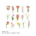 PET dekorative Blumen Sticker Pack, 15 verschiedene Pflanzen Designs für Tagebuch und Basteln. - Rosa Mix