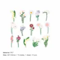 Cute floral PET sticker pack, 15 unique plant designs for journaling and crafts decoration. - Soft Whispers