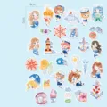 Süßes Cartoon Meerjungfrau Washi Sticker Set, 30 Stück nicht wiederholend DIY Tagebuch. - Blaues Herz