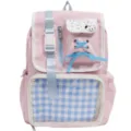 Zaino Ita giapponese carino con finestra trasparente e design rosa casuale per le studentesse - Zaino Rosa Senza Accessori