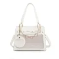 White ita bag for anime badges, clear mesh window, cute heart chain, casual crossbody bag. - White