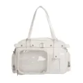 Bolso de hombro estilo japonés gran capacidad con ventana transparente para uso diario. - Con Compartimento Oculto (Puede Ocultar Panel de Luz) / Blanco