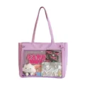 Japanese ins cute purple ita bag large capacity transparent messenger shoulder bag for girls - Purple