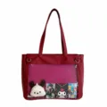Bolsa ita japonesa linda gran capacidad bolso de hombro transparente bolso anime cruzado - Rojo