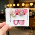 Cute colorful glitter rabbit hair ties for kids, high elasticity pink rubber hair bands. - Colorful Rabbit