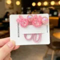 Cute pink glitter rabbit hair tie with shiny beads, elastic hair band for kids and girls. - Pink Rabbit