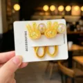 Kids cute glitter rabbit hair ties colorful rubber loops for girls daily cute hair accessories. - Yellow Rabbit