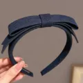 Σκούρο μπλε denim στέκα κεφαλής με φιόγκο, κομψό vintage αξεσουάρ μαλλιών για γυναίκες. - Ναυτικό Μπλε Φιόγκος