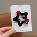 Jolie pince à cheveux étoile style dopamine avec petit ours rouge, accessoire mode automne. - Ours Étoile Noire
