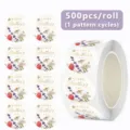 500pcs Roll Mother's Day Stickers Gold Foil Floral Label Gift Packaging Seal Decals - Style B185