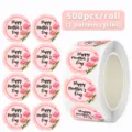 Mother's Day sticker roll 500pcs roll pink floral carnation decorative labels for gifts party - Style B186