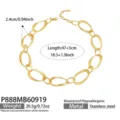 Collana a catena con maglie ovali opache in acciaio inossidabile placcato oro 18k donna. - Stile Maglia Ovale Martellata Opaca (P888) / 47+5cm / Oro