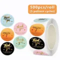 500pcs Roll Thank You Stickers Metallic Gold Foil Small Business Packaging Seals - 500 Pieces/Pack