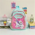 Lindo mochila Ita estilo japonés ins para mujeres, bolsillo transparente de PVC para pines y muñecas. - Azul Grande Con Accesorios De Imagen 1