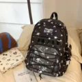 Mochila escolar estilo coreano estampado estrellas bonito gran capacidad transparente ita - Con Tablero de Exhibición / Negro