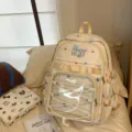 Mochila de estudiante estampado estrellas transparente ita bag bolso casual lindo - Con Tablero de Exhibición / Amarillo