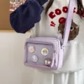 Bolso ita morado claro bolsillo malla transparente bandolera bonita estudiante casual variante - Con Insignias / Púrpura