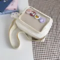 Bolso cruzado ita bag blanco estilo japonés de PU con malla transparente y pines bonitos. - Con Insignias / Blanco