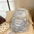 Sac à dos étudiant japonais mignon grande capacité transparent ita bag léger sac de loisirs tendance - Avec Panneau d'Affichage / Argent