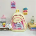 Mochila ita bonita de estilo japonés con bolsillo de malla transparente y perro, amarillo - Amarillo Pequeño Con Accesorios De Imagen 1