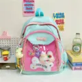 Cute Japanese ins style ita backpack mint green pink transparent pocket cute school bag - Blue Large With Picture Accessories 2