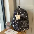 Sac à dos étudiant imprimé étoiles mignon grande capacité sac ita transparent sac d'école décontracté - Avec Charme / Noir