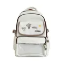 Mochila escolar bonita de color contrastante para niñas, mochila casual de gran capacidad - Mochila / Blanco
