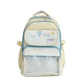 Mochila escolar bicolor linda con bolsillo transparente para estudiantes y uso diario. - Mochila / Amarillo