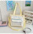 Καμβάς τσάντα ώμου colorblock tote τσάντα με διαφανή τσέπη χαριτωμένο casual στυλ καθημερινά - Shoulder Bag / Κίτρινο