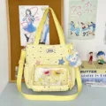 Cute Japanese polka dot ita bag, yellow shoulder crossbody bag with clear display window. - With Charm / Yellow
