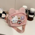 Bolso cruzado rosa estilo japonés bonito bolso ita con bolsillo frontal transparente - Sin colgante / Rosa