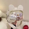 Bolso bandolera ita blanco lindo de estilo japonés con orejas de conejo y malla transparente. - Sin colgante / Blanco Roto
