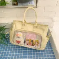 Gran bolso ita amarillo con ventana transparente, lindo bolso de hombro para anime. - Amarillo