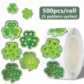 500pcs rouleau autocollants laser trèfle vert étiquettes décoratives pour emballage - 500 Pièces 2.5cm