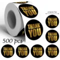 Danke Aufkleber Rolle 500 Stueck schwarz Gold Folie runde Etiketten fuer Geschenkverpackung. - B269 Schwarz und Gold / 500 Stück 2.5cm