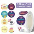 Happy birthday stickers roll 500 pcs 8 patterns cute gift sealing labels for kids party decor - B240 / 500 Pieces 2.5cm