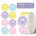 Bunte Smiley-Belohnungsaufkleber als Rolle, 500 Stück pro Rolle mit vier Mustern. - Smiley-Gesicht Muster (B245) / 500 Stück Packung (2.5cm)