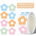 Rolle Blumen Aufkleber klebende dekorative Etiketten Pastell bunte Belohnungsticker 500 Stk - Blumenmuster (B246) / 500 Stück Packung (2.5cm)
