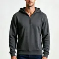Herren Freizeit Viertelreißverschluss Kapuzensweatshirt Dunkelgrau Fleece Variante Neu - S / Oberteile / Dunkelgrau