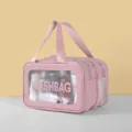 Borsa cosmetica multifunzionale in PU a doppio strato impermeabile per trucco da viaggio. - Taglia S / Rosa