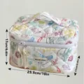 Borsa cosmetica trapuntata con stampe marine, grande organizer per trucco con manico superiore. - Borsa per Trucchi con Coperchio Mondo Oceanico