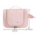 Pink portable hanging toiletry bag, large capacity travel cosmetic storage bag, 24.5x18.5cm - Pink