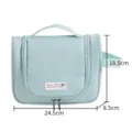 Light blue portable hanging toiletry bag, large capacity travel cosmetic storage bag with hook. - Blue